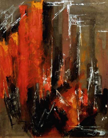 Charles Bunnell (1897-1968) artwork for sale. Untitled (Abstract in Orange, Red, and Black), Painting, 1967, Denver, Colorado, Art Gallery)