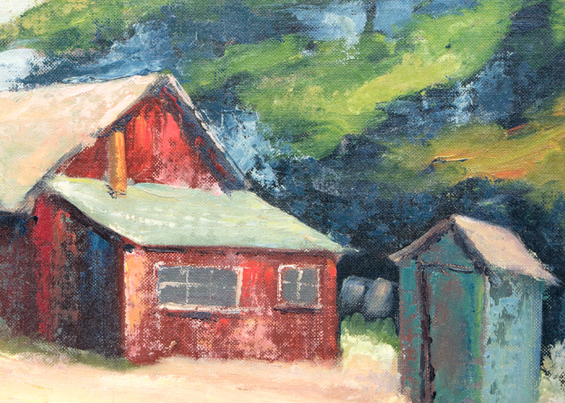 Barns in Soquel (Northern California), Painting, circa 1950