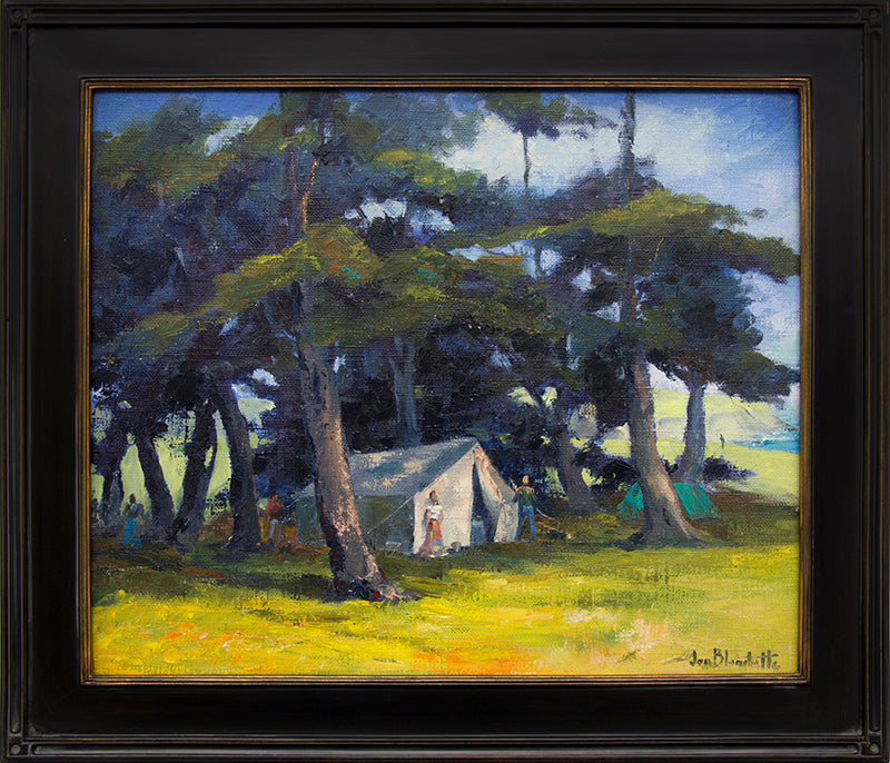 Mendocino Hippies (California Landscape with Campers), Painting, circa 1960