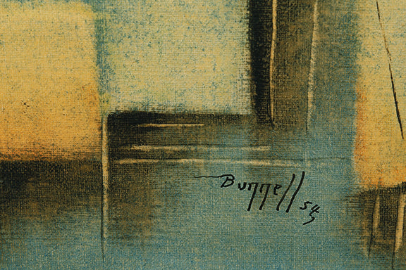 Untitled (Abstract in Pale Blue, Yellow, Gray and Black), Painting, 1954