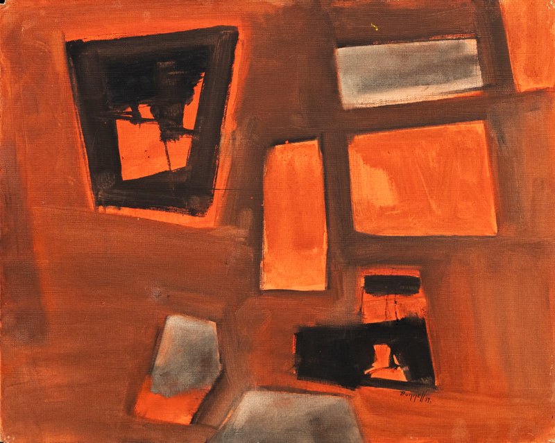 Charles Bunnell (1897-1968) artwork for sale. Untitled (Abstract in Orange, Black and Gray), Painting, 1959, Denver, Colorado, Art Gallery)