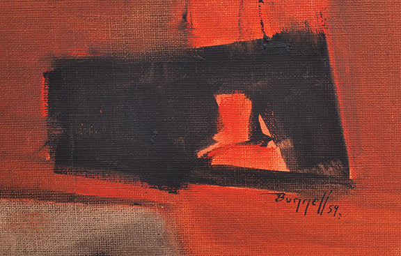 Untitled (Abstract in Orange, Black and Gray), Painting, 1959