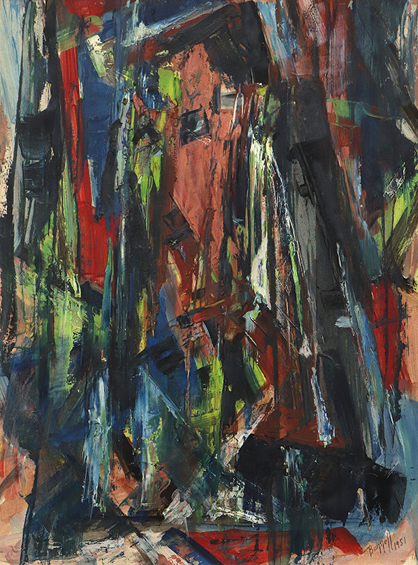 Charles Bunnell (1897-1968) artwork for sale. Untitled (Abstract Expressionist Composition in Red, Blue, Black, and Yellow), Painting, 1951, Denver, Colorado, Art Gallery)