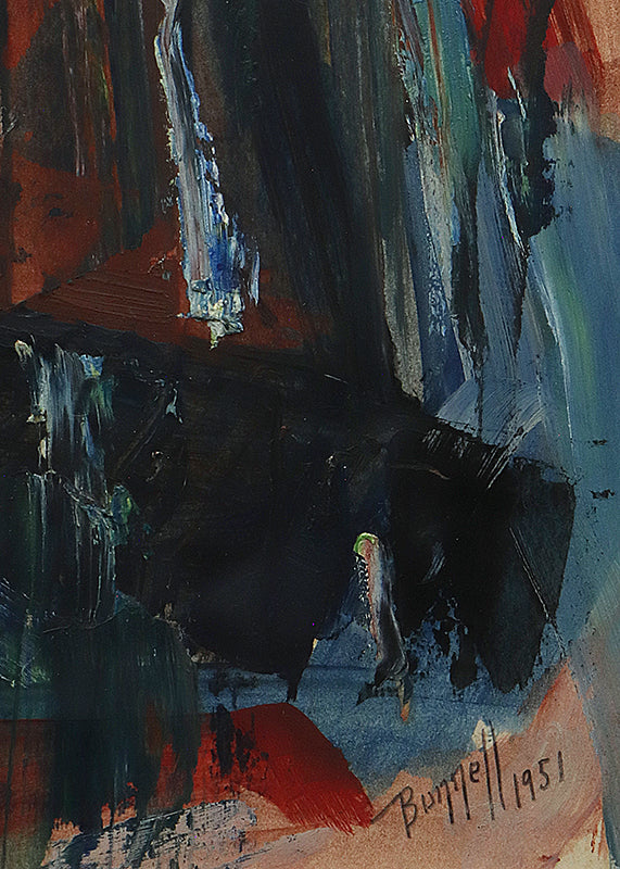Untitled (Abstract Expressionist Composition in Red, Blue, Black, and Yellow), Painting, 1951