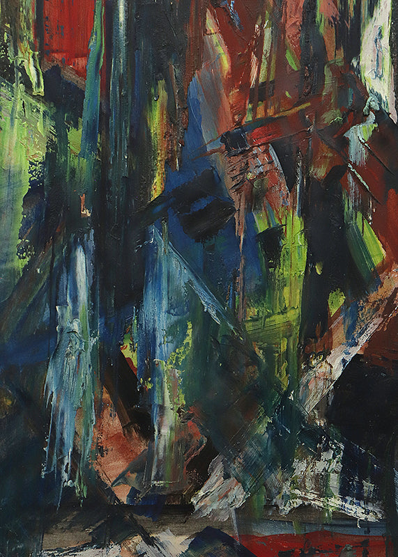 Untitled (Abstract Expressionist Composition in Red, Blue, Black, and Yellow), Painting, 1951