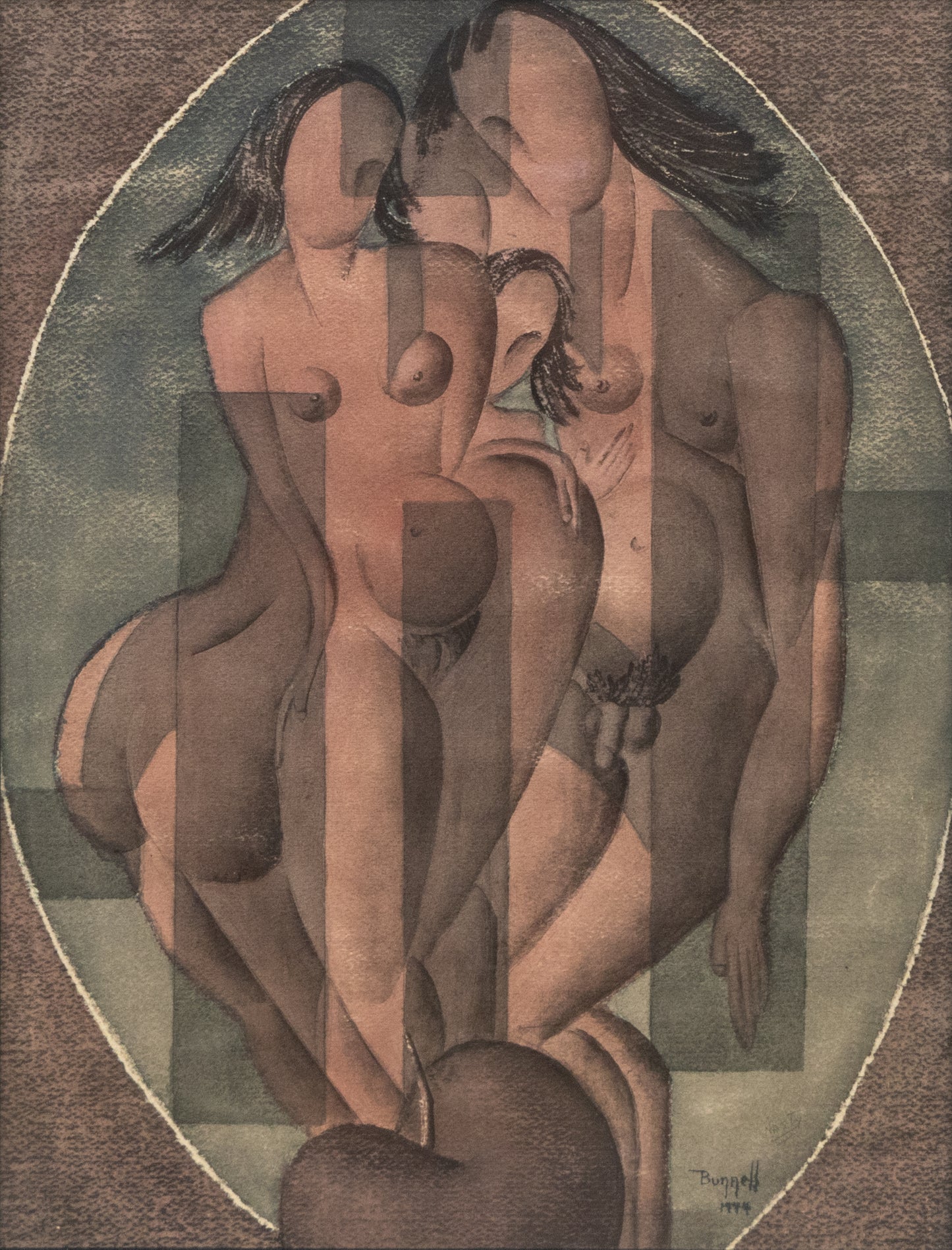 Charles Bunnell (1897-1968) artwork for sale. Adam and Eve and Lilith, Painting, 1944, Denver, Colorado, Art Gallery)