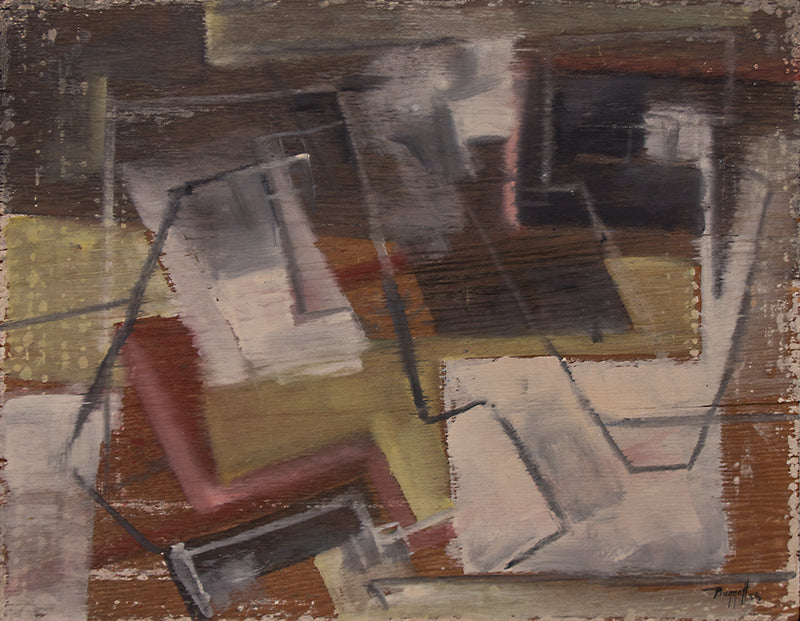 Charles Bunnell (1897-1968) artwork for sale. Untitled (Abstract in Black, Gray, Umber, and Ochre), Painting, 1956, Denver, Colorado, Art Gallery)