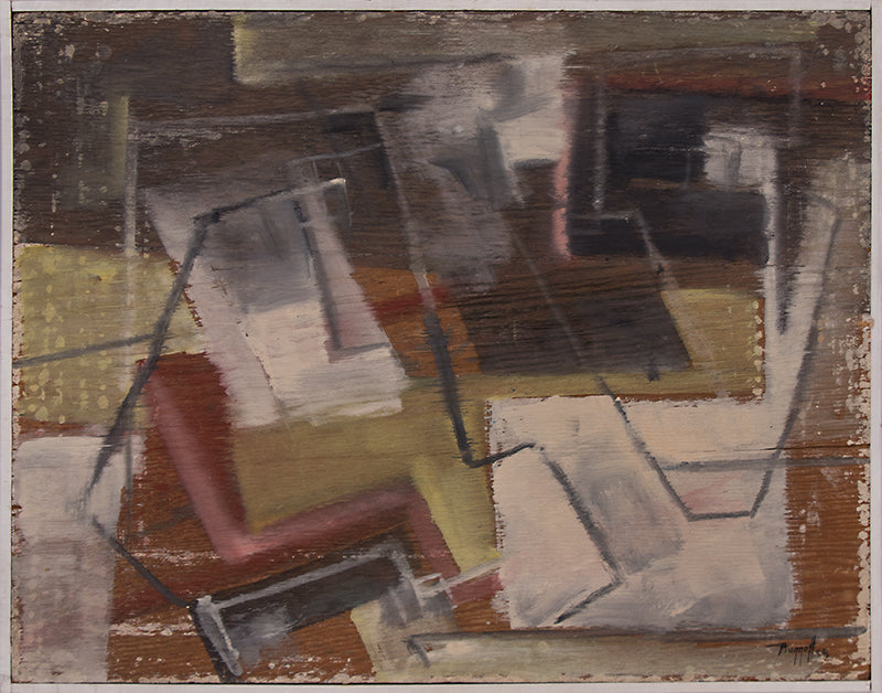 Untitled (Abstract in Black, Gray, Umber, and Ochre), Painting, 1956