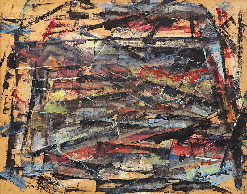 Charles Bunnell (1897-1968) artwork for sale. Untitled (Abstract in Orange, Black, Blue, and Red), Painting, 1956, Denver, Colorado, Art Gallery)