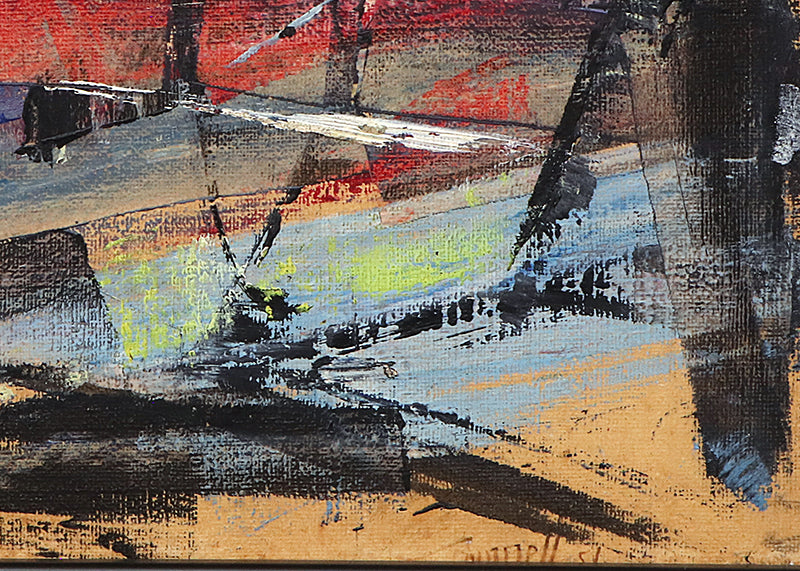 Untitled (Abstract in Orange, Black, Blue, and Red), Painting, 1956