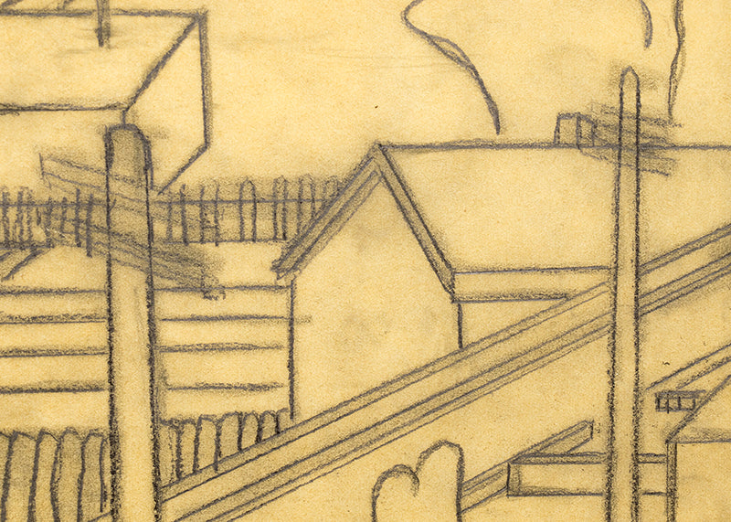Untitled (Houses and Hills), Drawing, circa 1935