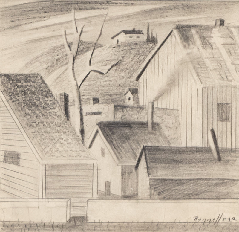 Charles Bunnell (1897-1968) artwork for sale. Untitled (Houses and Tree, Colorado), Drawing, 1942, Denver, Colorado, Art Gallery)