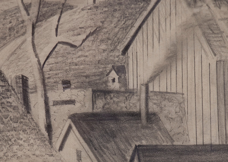 Untitled (Houses and Tree, Colorado), Drawing, 1942