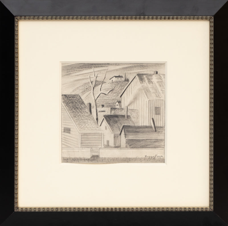 Untitled (Houses and Tree, Colorado), Drawing, 1942