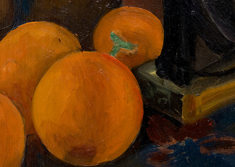 Still life with objects (Cat and Oranges), Painting, circa 1930