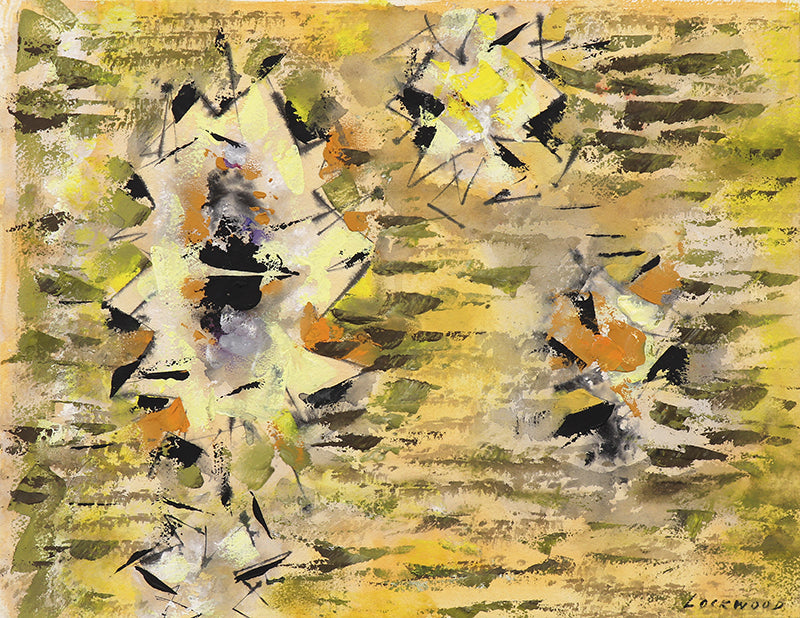 Ward Lockwood (1894-1963) artwork for sale. Untitled (Abstract in Yellow, Orange, Black, and Gray), Painting, circa 1960, Denver, Colorado, Art Gallery)