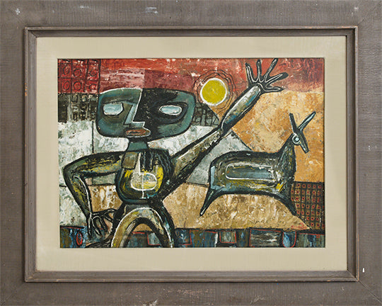 Fetishes (Abstract Figure and Animal), Painting, 1949