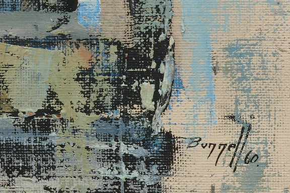 Carnival (Abstract in Blue, Taupe, Yellow, Orange, and Black), Painting, 1960