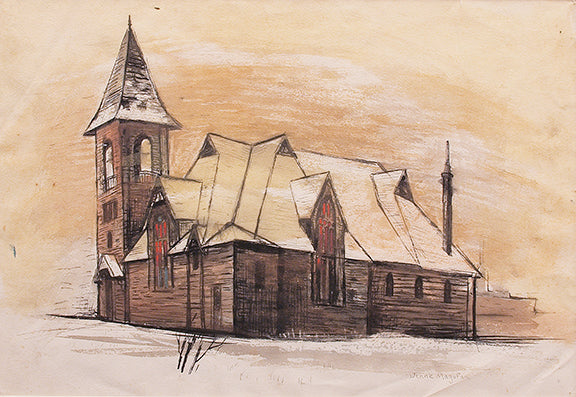 Jenne Magafan (1916-1952) artwork for sale. Church in Leadville (Colorado), Painting, 1938, Denver, Colorado, Art Gallery)