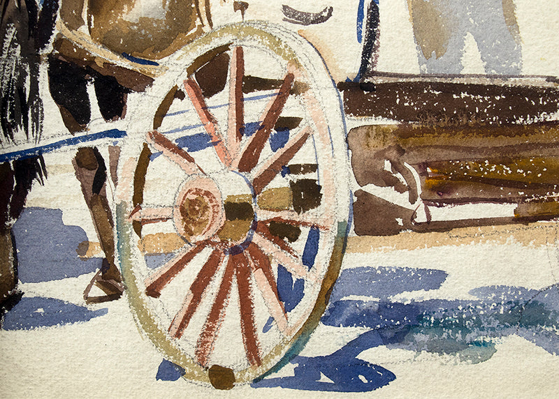 Untitled (Horses with Cart), Painting