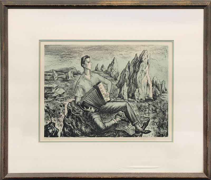 Young Man Who Went West (Man Playing Accordian), Print, circa 1940