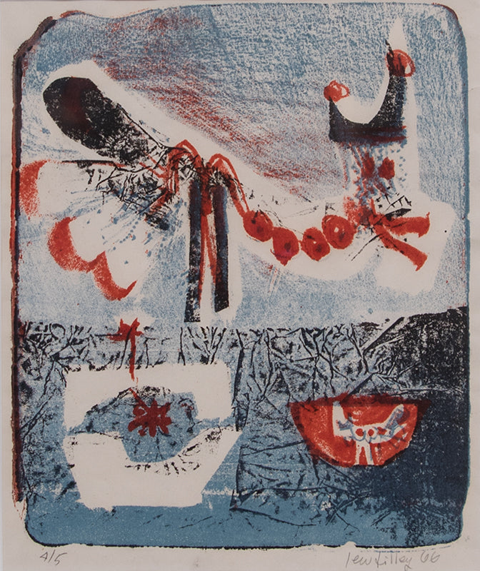 Lewis Tilley (1921-2005) artwork for sale. Cycle, 4/5 (Abstract in Blue, Black, White, and Red), Print, 1966, Denver, Colorado, Art Gallery)