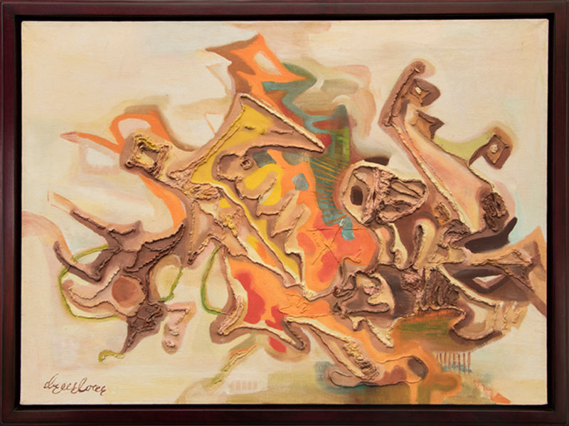Alpha, The Beginning (Abstract in Cream, Taupe, Brown, and Orange), Painting, 1957