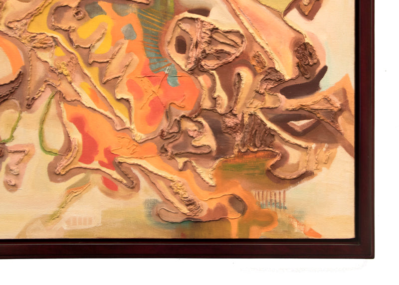 Alpha, The Beginning (Abstract in Cream, Taupe, Brown, and Orange), Painting, 1957