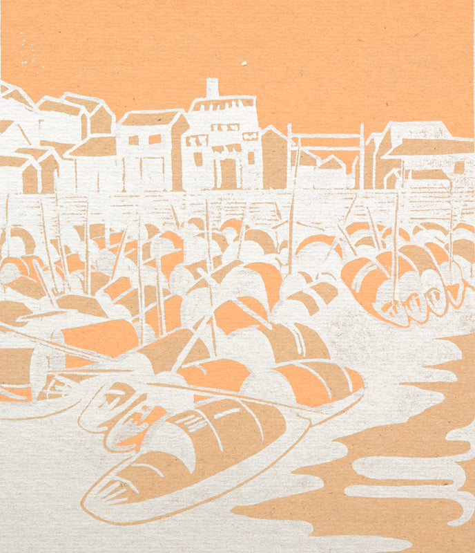 Eve Drewelowe Van Ek (1899-1989) artwork for sale. Sampans - Side by Side, Canton, Print, circa 1928, Denver, Colorado, Art Gallery)