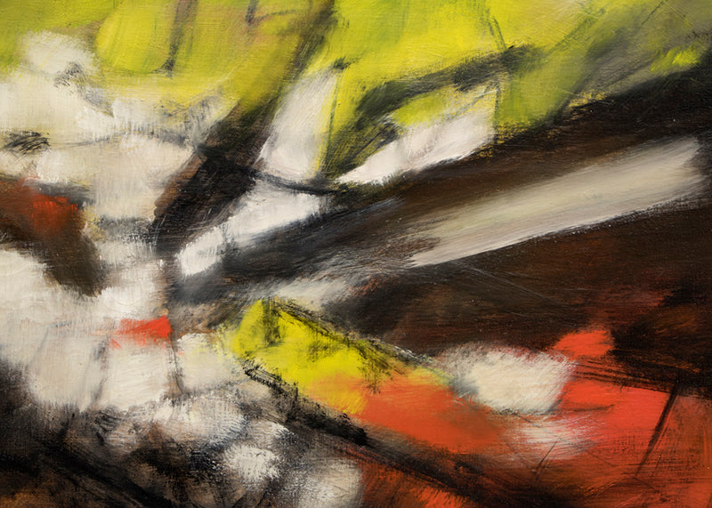 Along the Way (Abstract in Gray, Black, White, Yellow, and Orange), Painting, 1960