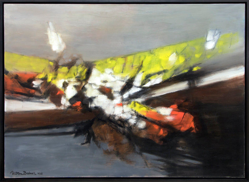 Along the Way (Abstract in Gray, Black, White, Yellow, and Orange), Painting, 1960