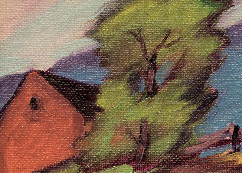 Untitled (Barn and Mountain), Painting