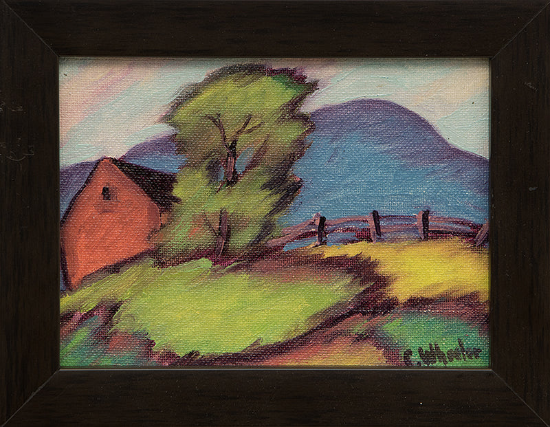 Untitled (Barn and Mountain), Painting