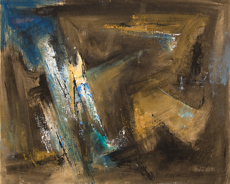 Charles Bunnell (1897-1968) artwork for sale. Untitled (Abstract in Brown, Ochre, Black, and Blue), Painting, 1963, Denver, Colorado, Art Gallery)