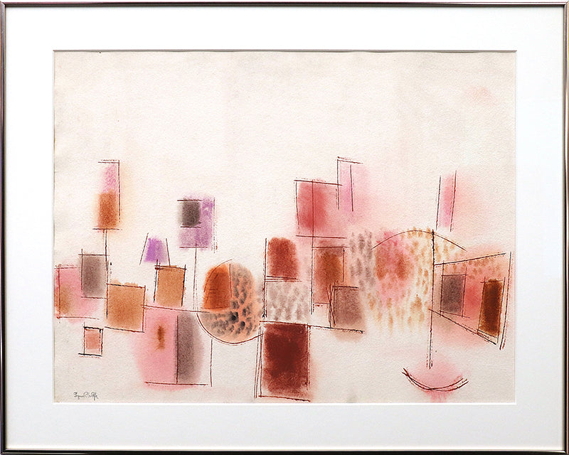Untitled (Geometric Abstract in Red, Pink, and Taupe), Painting