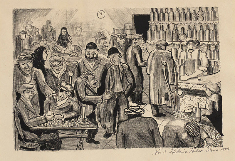 Hilaire Hiler (1898-1966) artwork for sale. Beggars Café No. 3 (Paris, France), Drawing, 1929, Denver, Colorado, Art Gallery)