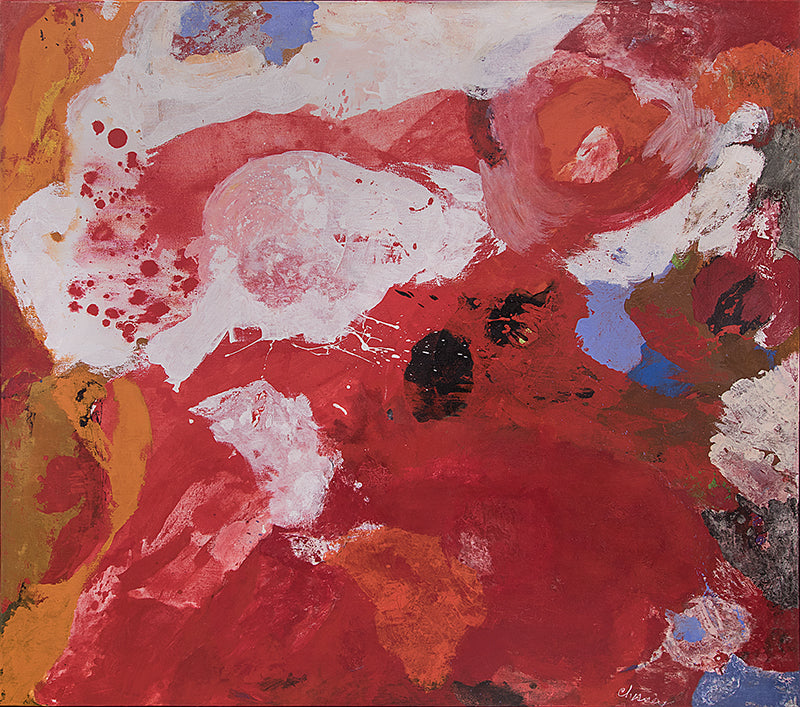Lee Chesney (1920-2016) artwork for sale. Joie de Vivre (Abstract in Red, White, Orange, and Periwinkle), Painting, 1950, Denver, Colorado, Art Gallery)