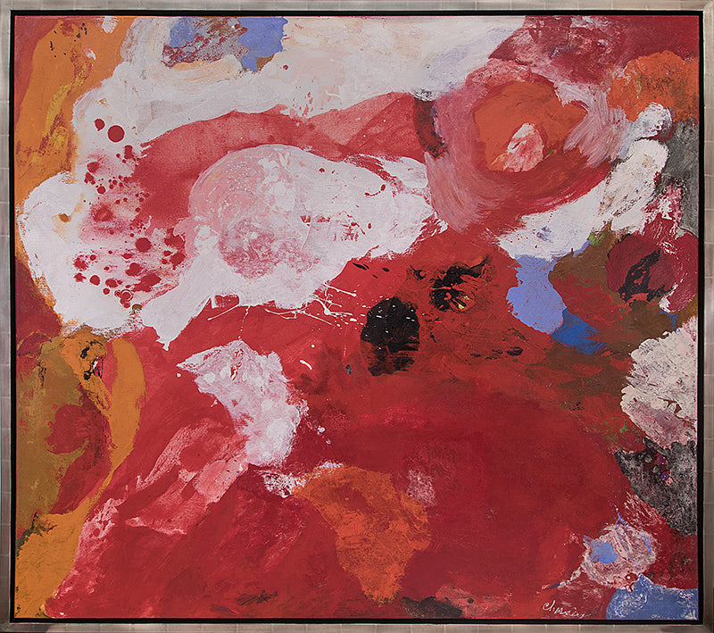 Joie de Vivre (Abstract in Red, White, Orange, and Periwinkle), Painting, 1950