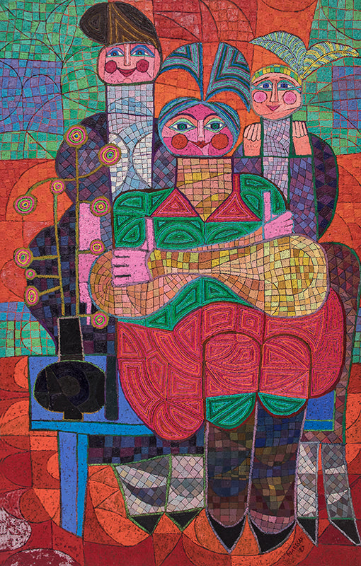 Edward Marecak (1919-1993) artwork for sale. Three Little Maids (Three Abstract Women), Painting, 1987, Denver, Colorado, Art Gallery)