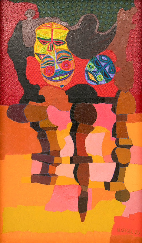 Edward Marecak (1919-1993) artwork for sale. Still Life with Masks, Painting, 1983, Denver, Colorado, Art Gallery)