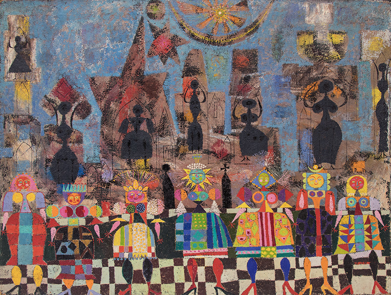 Edward Marecak (1919-1993) artwork for sale. Seven Wise and Foolish Virgins (Fourteen Women), Painting, 1960, Denver, Colorado, Art Gallery)