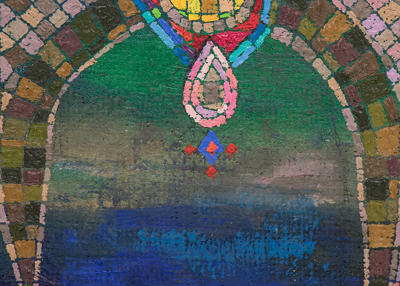 The Floating Castle (Semi Abstract Castle), Painting, 1980