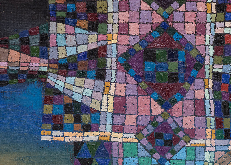 The Floating Castle (Semi Abstract Castle), Painting, 1980