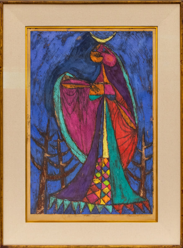 The Queen of the Night (Semi Abstract Woman), Painting, 1960