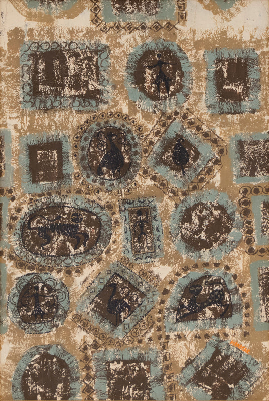 Edward Marecak (1919-1993) artwork for sale. Coptic Fragment (Pictures of People and Animals), Painting, 1960, Denver, Colorado, Art Gallery)
