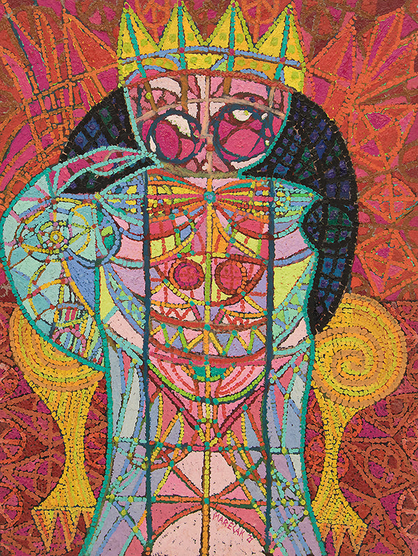 Edward Marecak (1919-1993) artwork for sale. The Two Faced King (Abstract Male Figure), Painting, 1977, Denver, Colorado, Art Gallery)