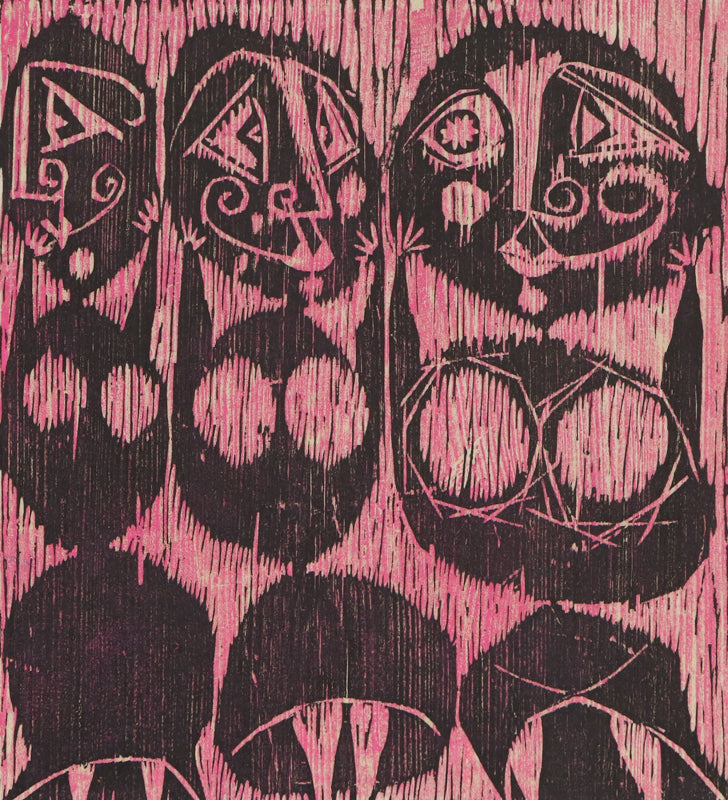 Edward Marecak (1919-1993) artwork for sale. Three Witches with Masks, Print, circa 1940-1970, Denver, Colorado, Art Gallery)