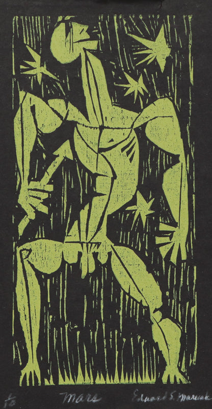 Edward Marecak (1919-1993) artwork for sale. Mars II (Abstracted Male Figure), Print, circa 1940-1970, Denver, Colorado, Art Gallery)