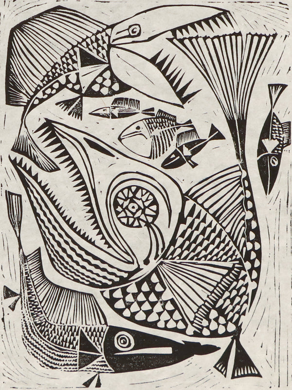 Edward Marecak (1919-1993) artwork for sale. Big Fish Eats The Little Fish, Print, Denver, Colorado, Art Gallery)