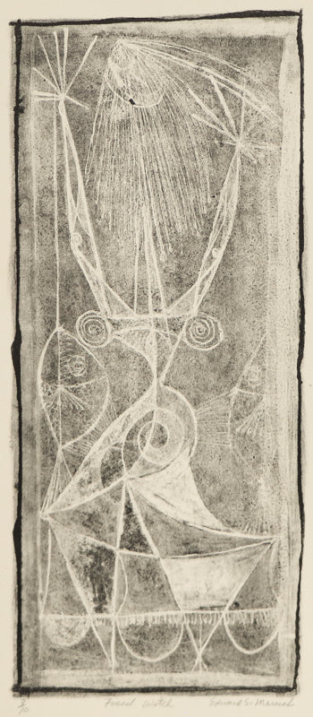 Edward Marecak (1919-1993) artwork for sale. Fossil Witch (Black and White Abstract), Print, Denver, Colorado, Art Gallery)